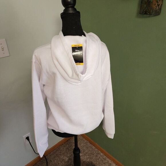 MICKEY MOUSE Disney Embroidered FACE Hoodie White NWT - Picture 5 of 8